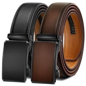 Men's Black and Brown Leather Ratchet Belts